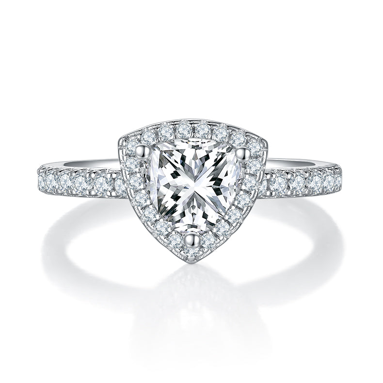 Triangular Moissanite Set Silver Ring S925 Silver