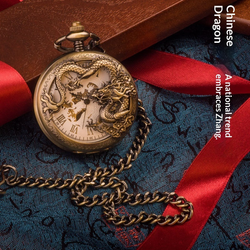 Chinese Dragon Mechanical  Pocket Watch