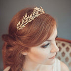 Bridal Golden Leaf Headband Alloy Crown Hair