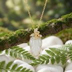 925 Sterling Silver Elegant White Jade Leaf Pendant Necklace