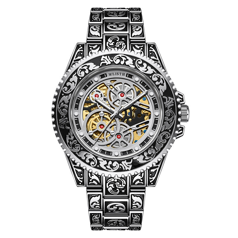 New Stylish Luminous Mens Fully Automatic Mechanical Watch A Trendy Vintage Timepiece