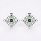 925 Sterling Silver Vintage-Style Fleur-de-lis Silver Stud Earrings
