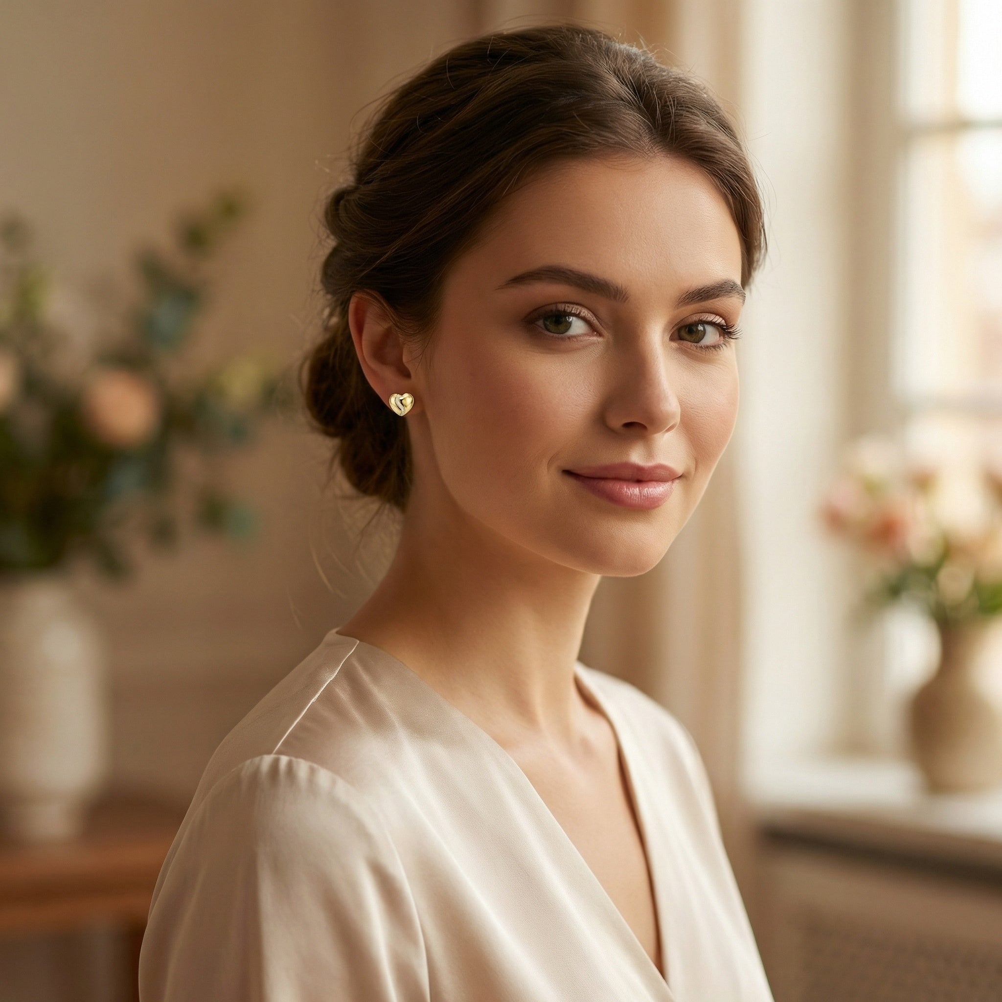 925 Sterling Silver Elegant Heart-Shaped Stud Earrings