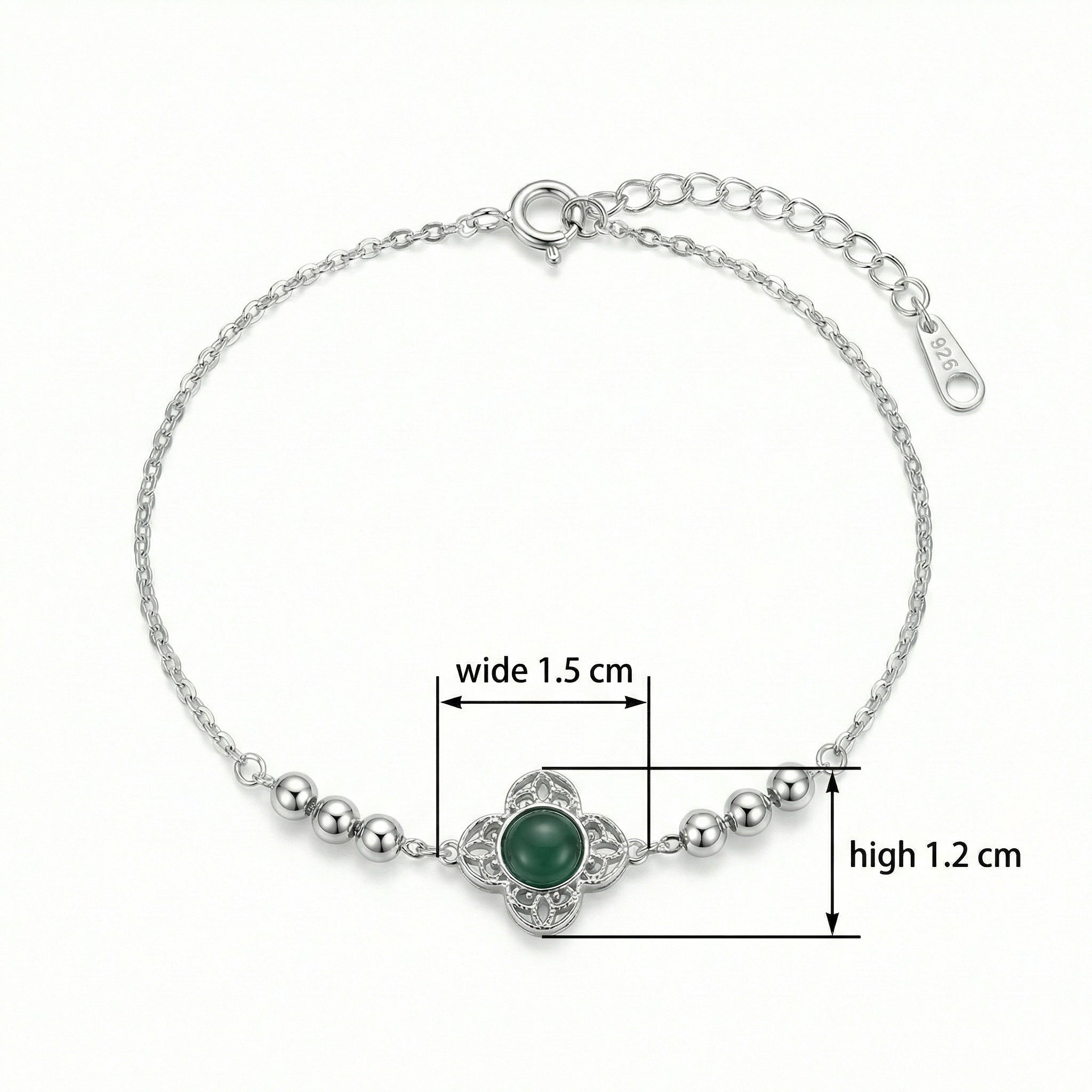 925 Sterling Silver S925 Sterling Silver Filigree Clover Bracelet
