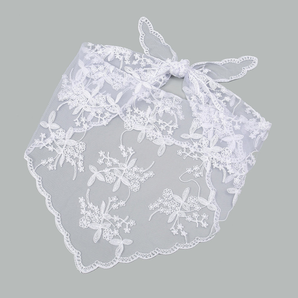 Bridal Floral Lace Triangular  Solid Color Veil