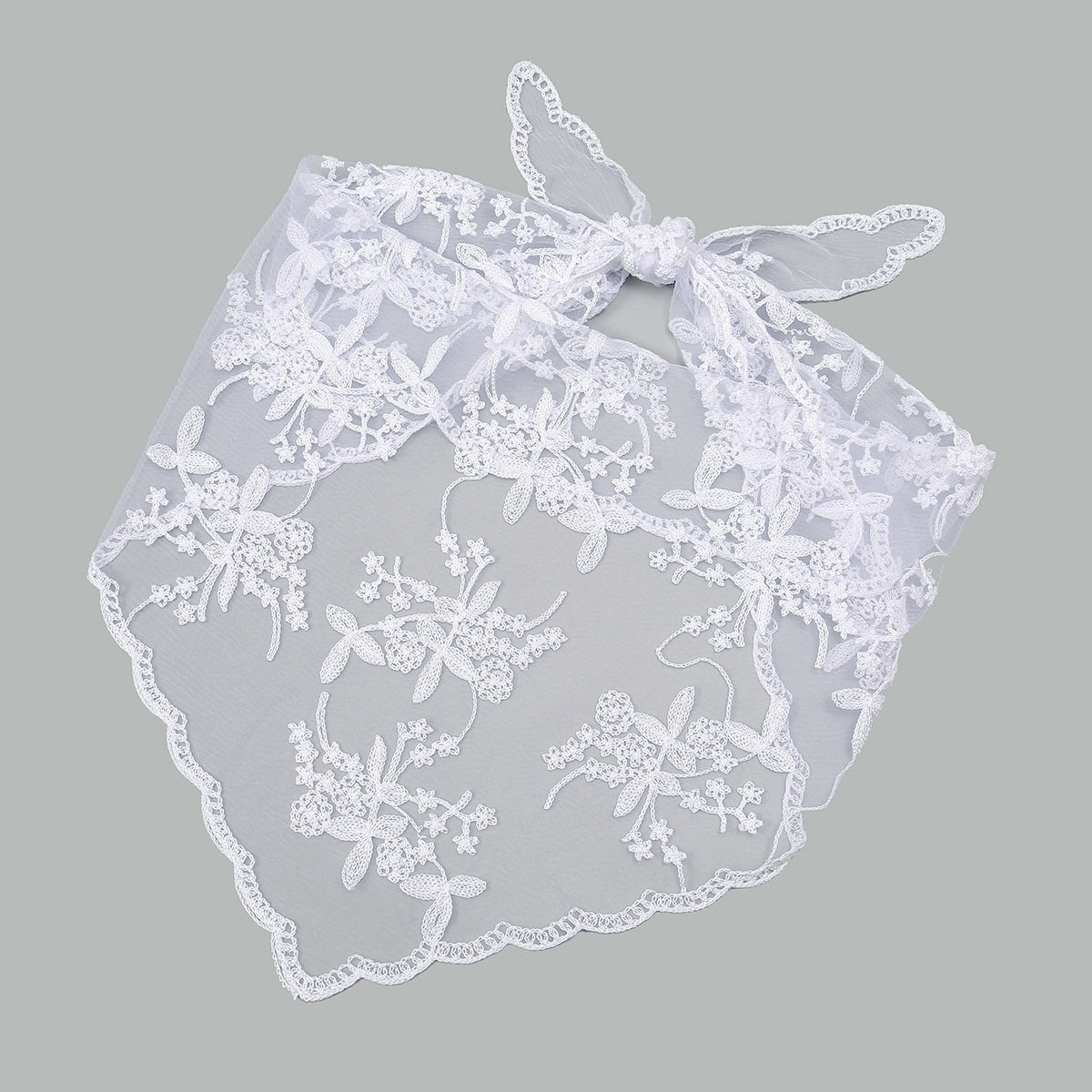 Bridal Floral Lace Triangular  Solid Color Veil