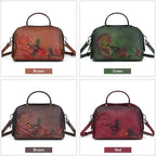 Vintage Cowhide Pillow Bag With Embossed Detailing