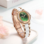 Oval Diamond Encrusted Waterproof Quartz Timepiece