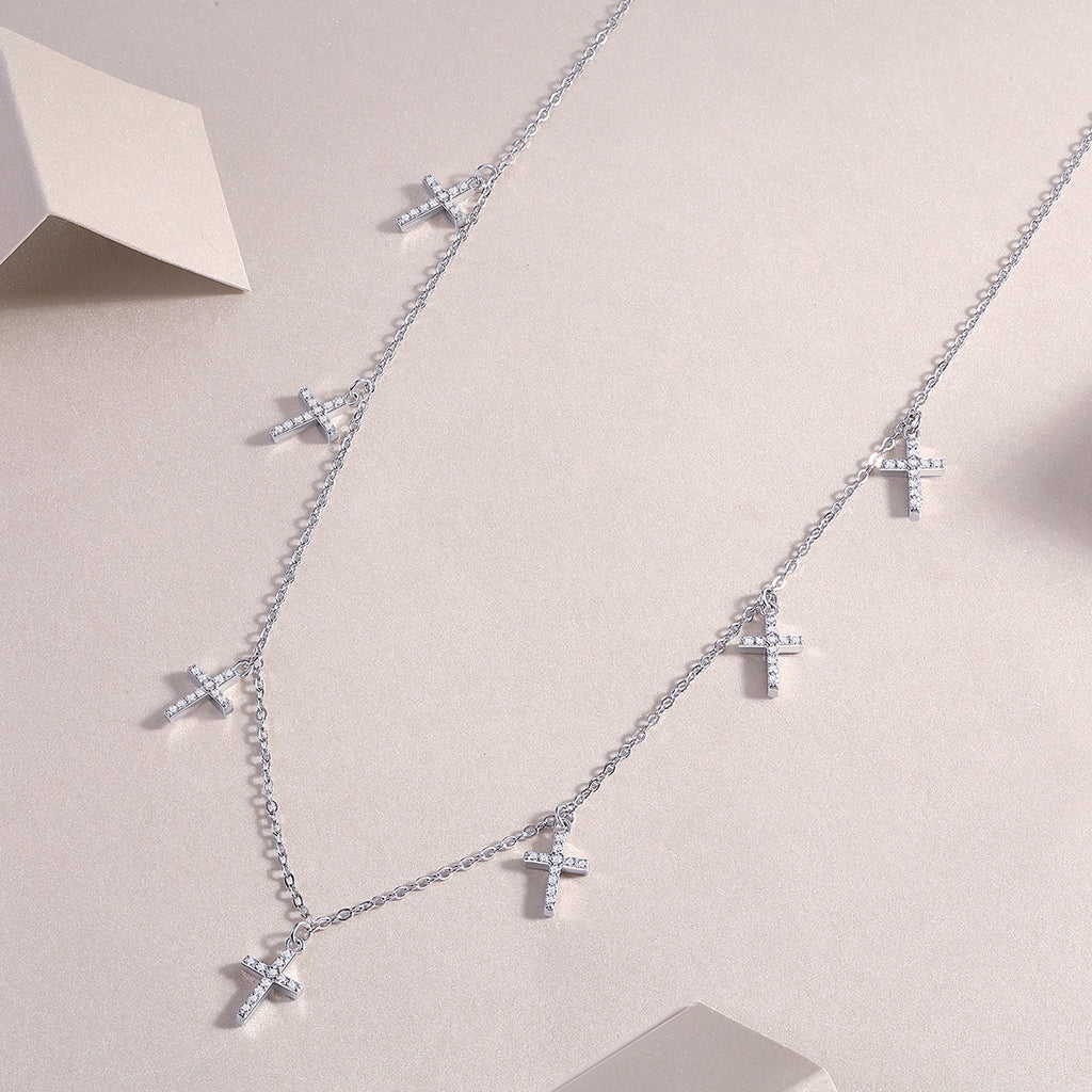 Holy Light Cross - Pendant Necklace  S925 Silver Plated Platinum