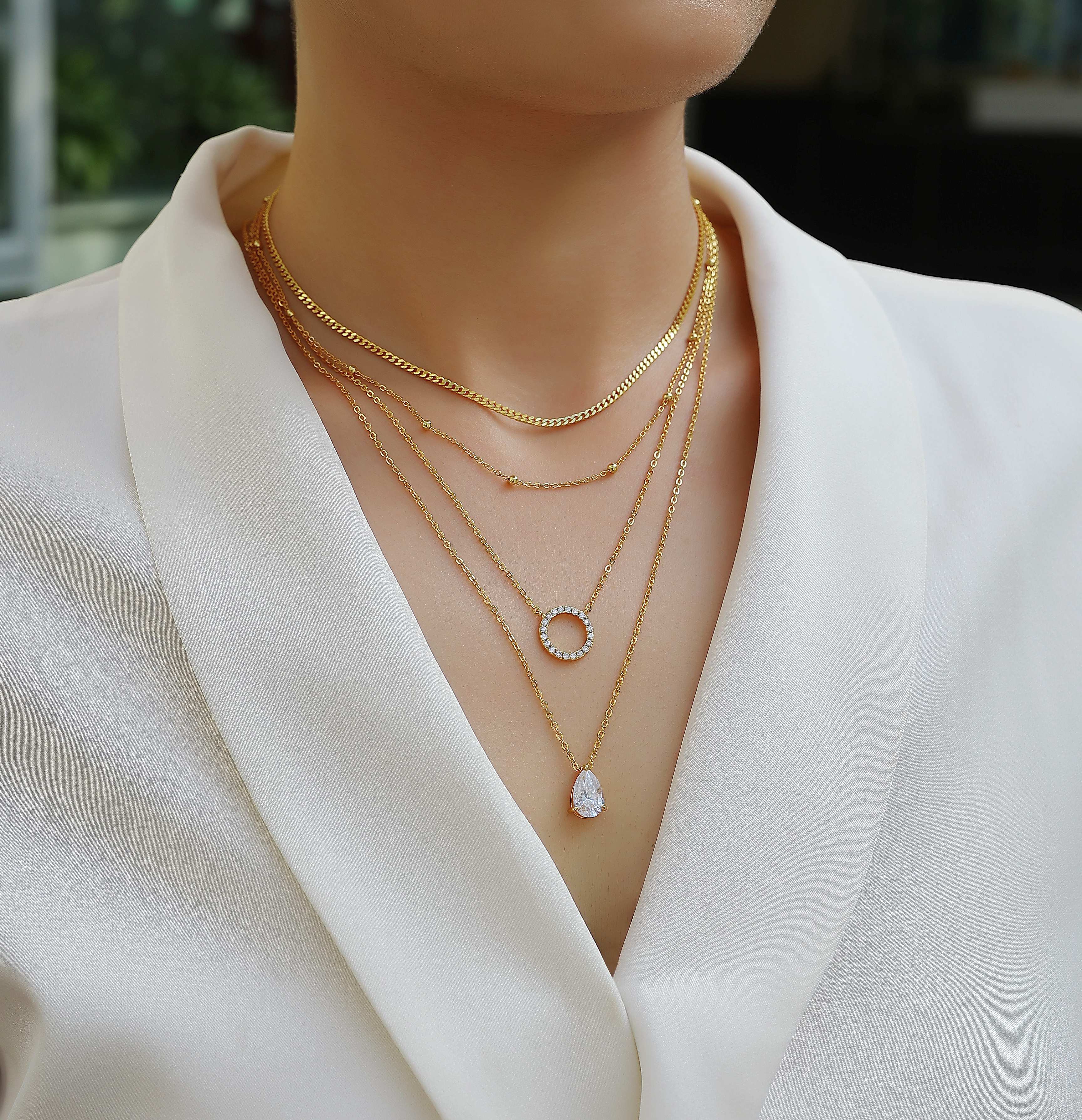 Silver Pendant Necklace, Collar Chain,