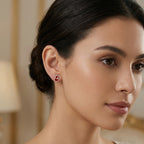 925 Sterling Silver Elegant Red Agate Calabash Stud Earrings