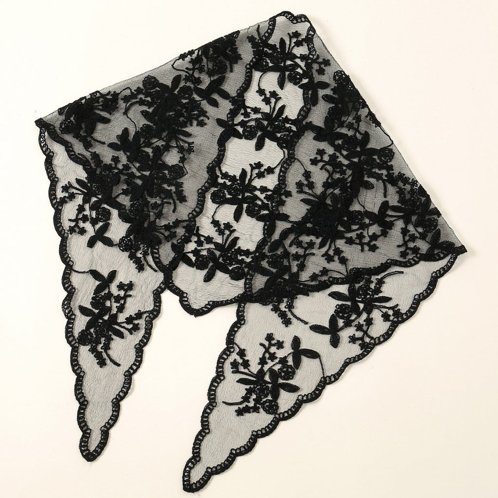 Bridal Floral Lace Triangular  Solid Color Veil