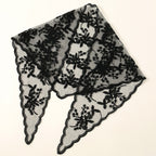 Bridal Floral Lace Triangular  Solid Color Veil
