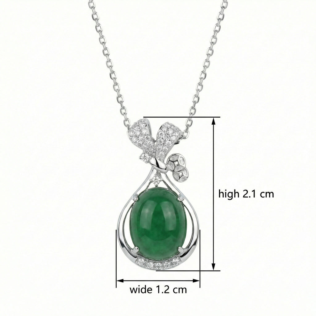 925 Sterling SilverGreen Jade Cabochon Pendant