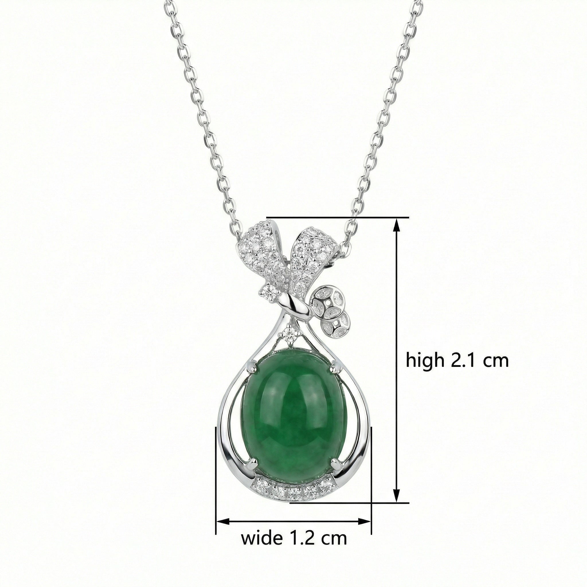 925 Sterling SilverGreen Jade Cabochon Pendant