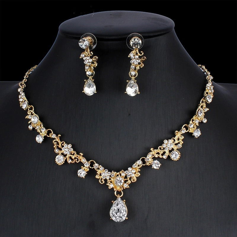 Bridal Necklace Earrings Wedding Two-piece Set