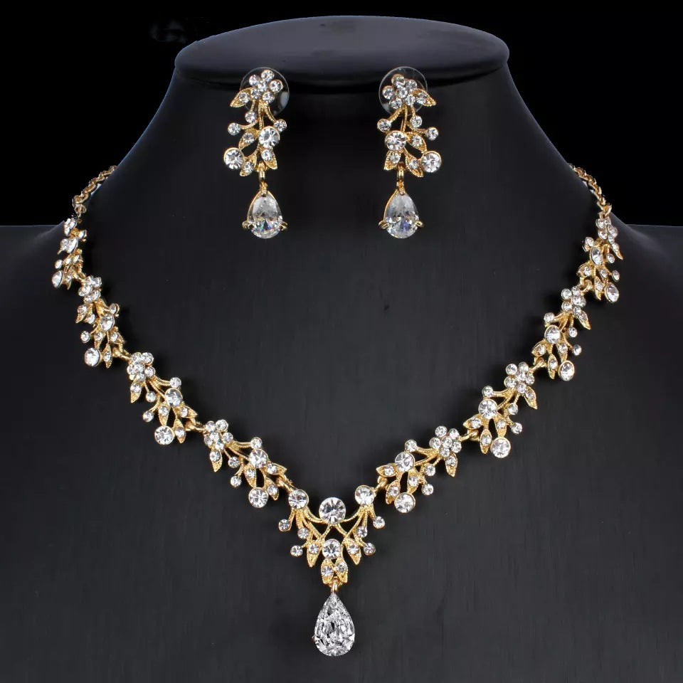Bridal Necklace Earrings Wedding Two-piece Set