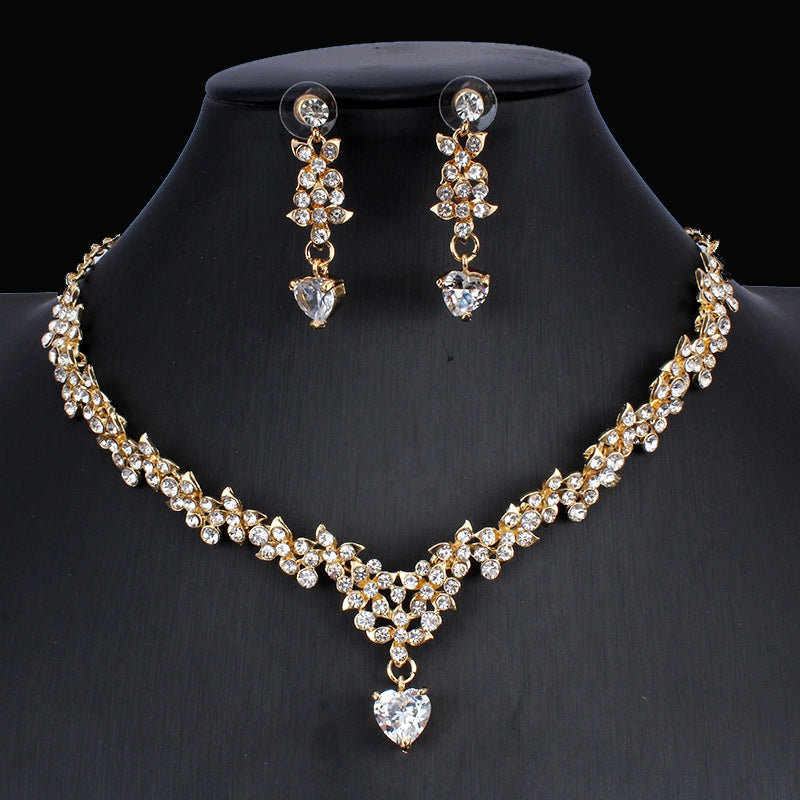 Bridal Necklace Earrings Wedding Two-piece Set
