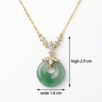 925 Sterling Silver Elegant Green Jade Donut Pendant Necklace