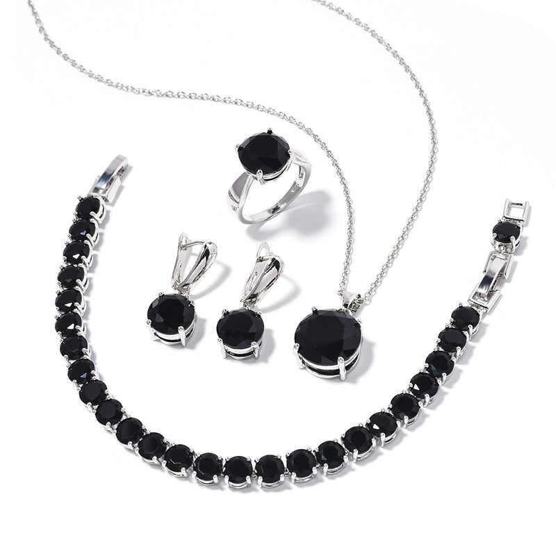 Round Earrings Ring Bracelet Necklace
