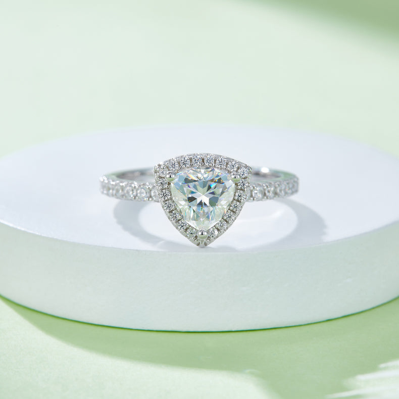 Triangular Moissanite Set Silver Ring S925 Silver