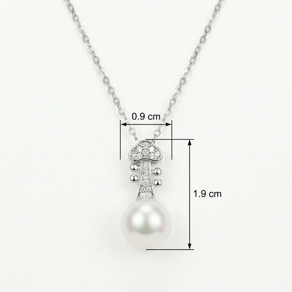 925 Sterling Silver Elegant Violin Scroll Pearl Pendant Necklace