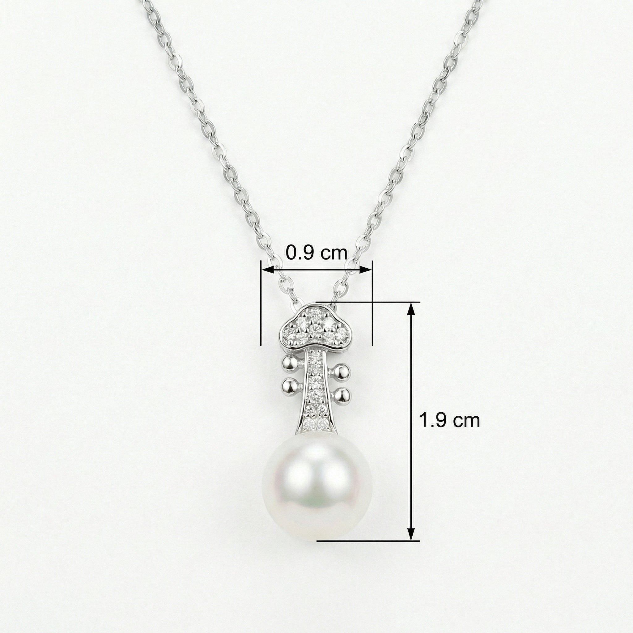 925 Sterling Silver Elegant Violin Scroll Pearl Pendant Necklace
