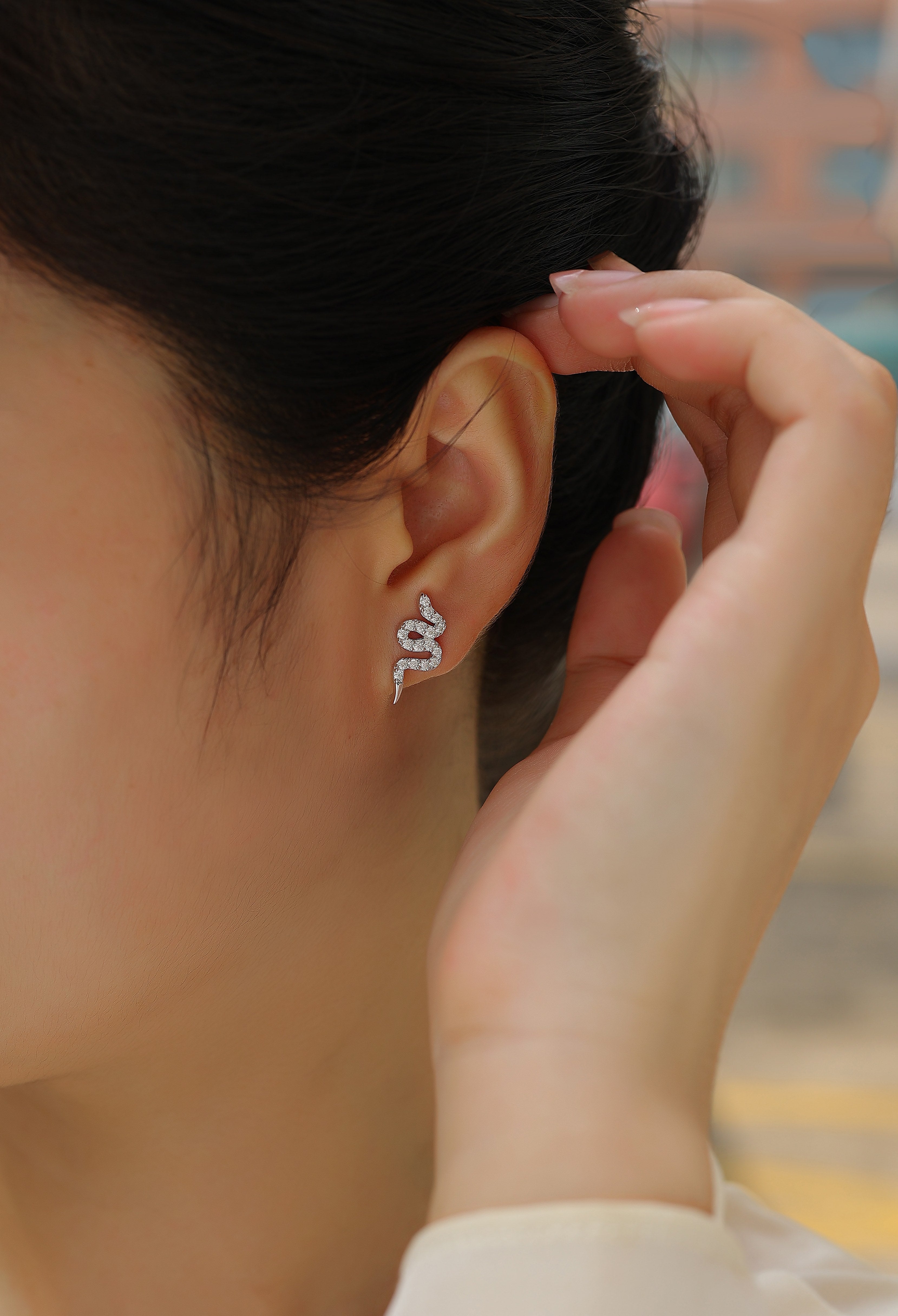 Silver Snake Entwined -  Silver Stud Earrings S925, Silver