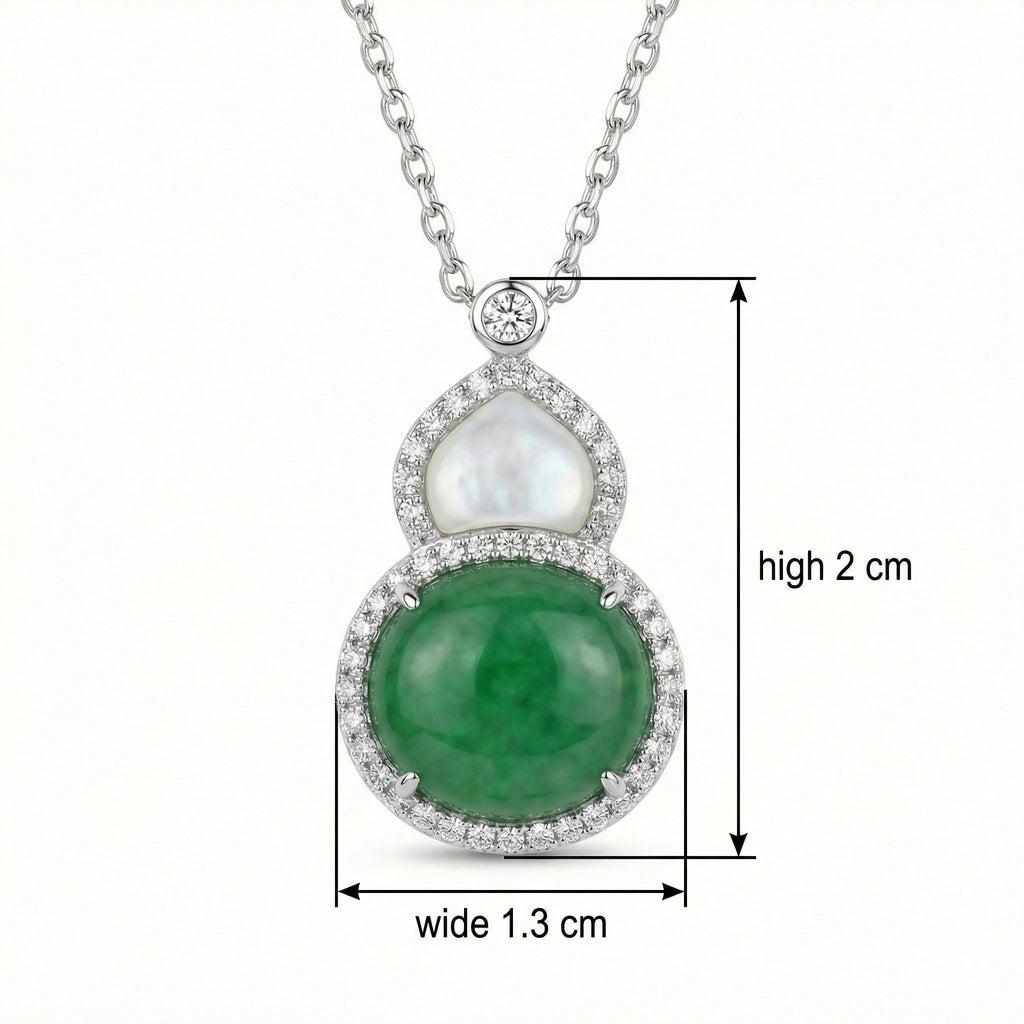 925 Sterling Silver Elegant Green Jadeite and Mother of Pearl