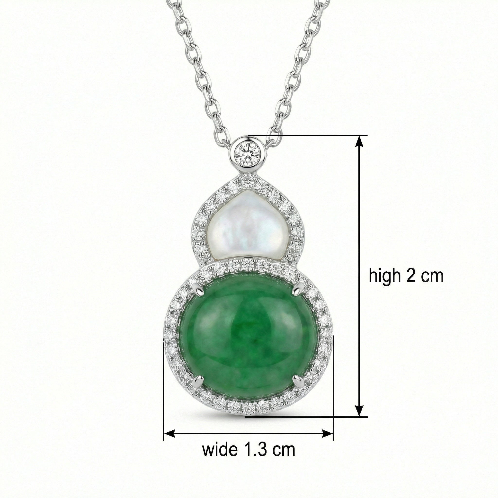 925 Sterling Silver Elegant Green Jadeite and Mother of Pearl