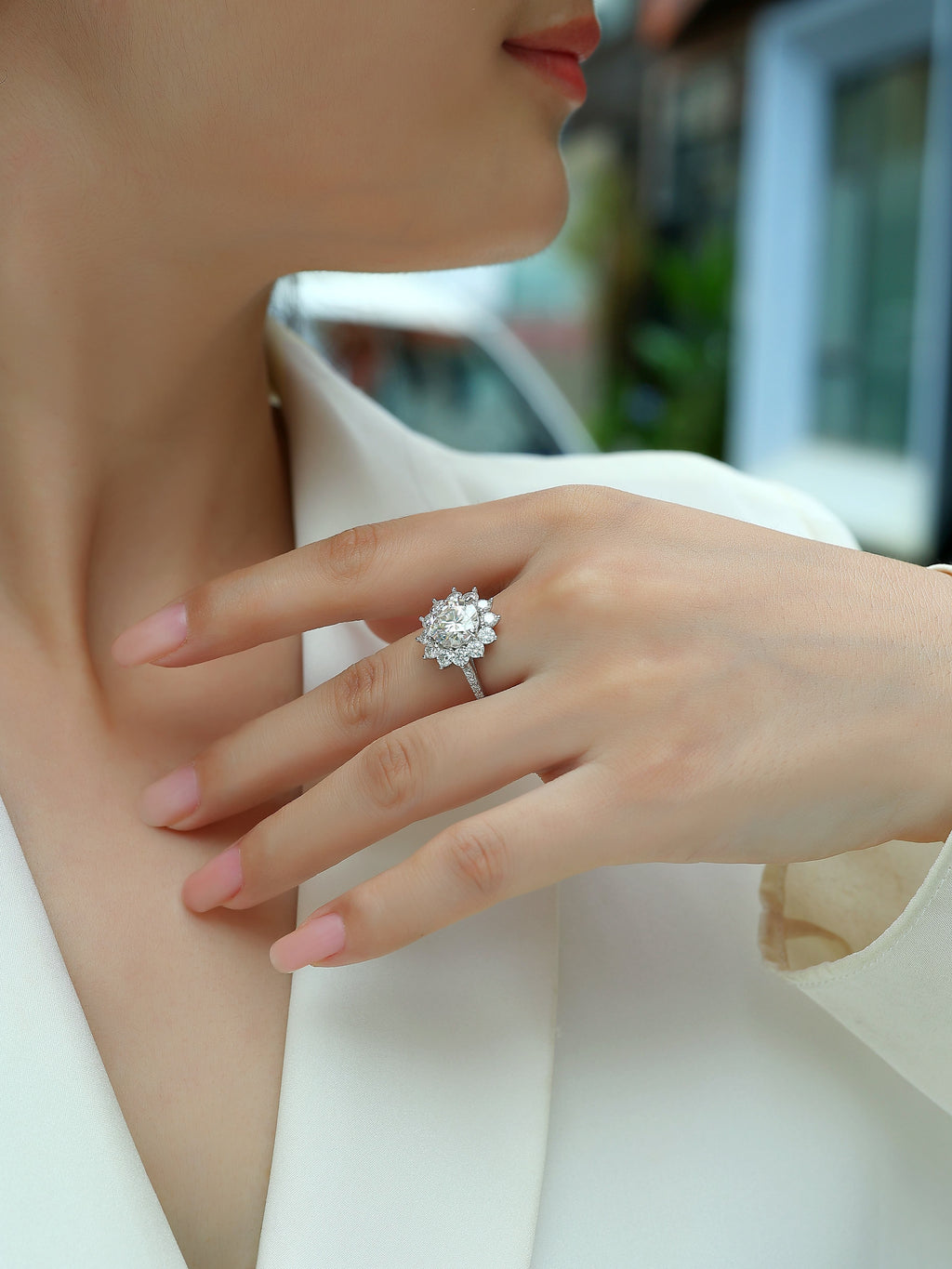 A Wedding Ring Se 3-carat Moissanite S925 Silver