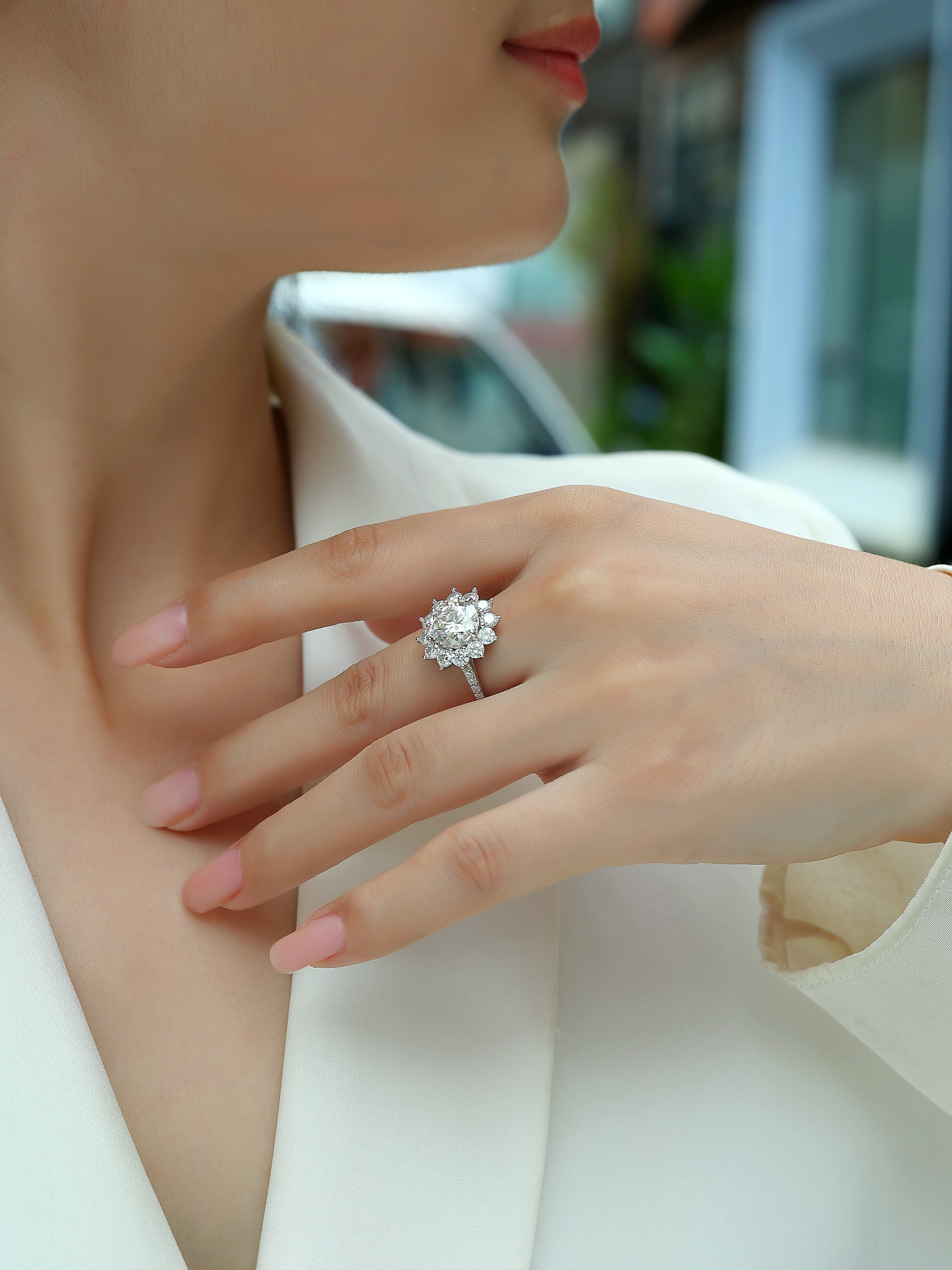 A Wedding Ring Se 3-carat Moissanite S925 Silver