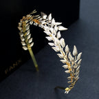 Bridal Golden Leaf Headband Alloy Crown Hair