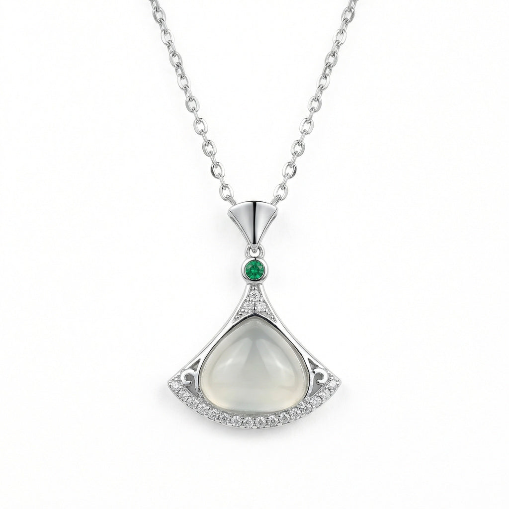 925 Sterling Silver Elegant Fan-Shaped Necklace