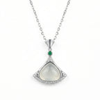 925 Sterling Silver Elegant Fan-Shaped Necklace