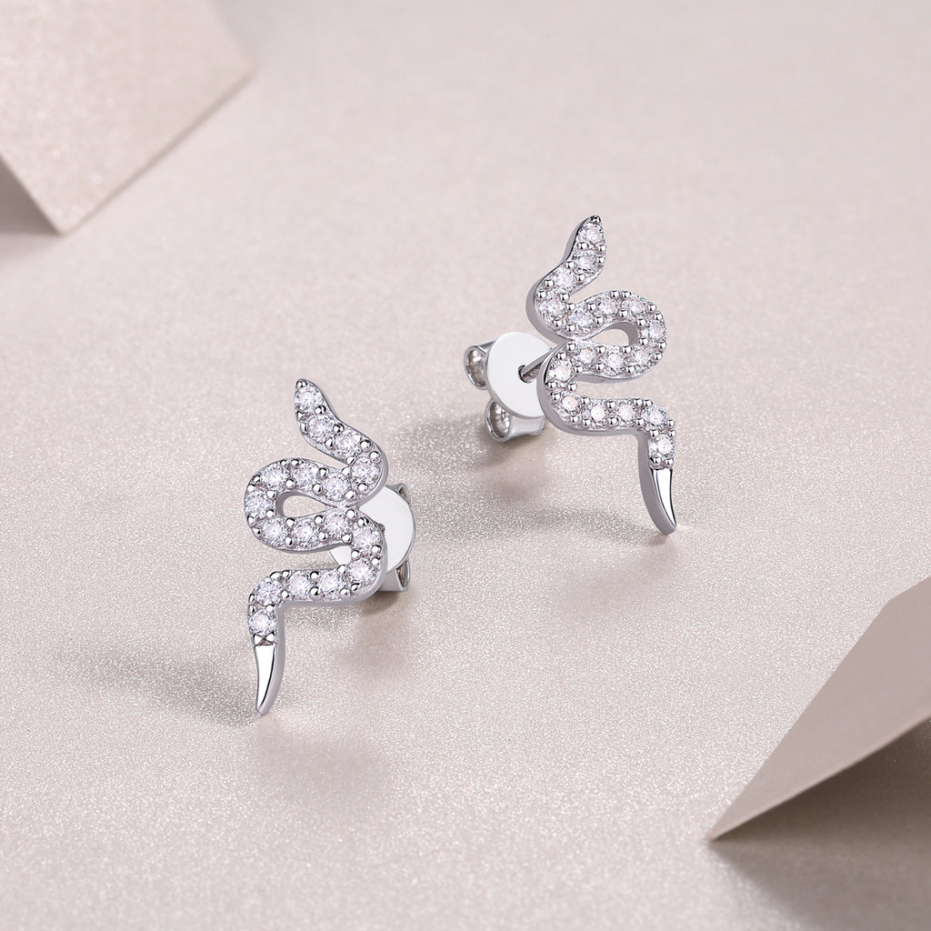 Silver Snake Entwined -  Silver Stud Earrings S925, Silver