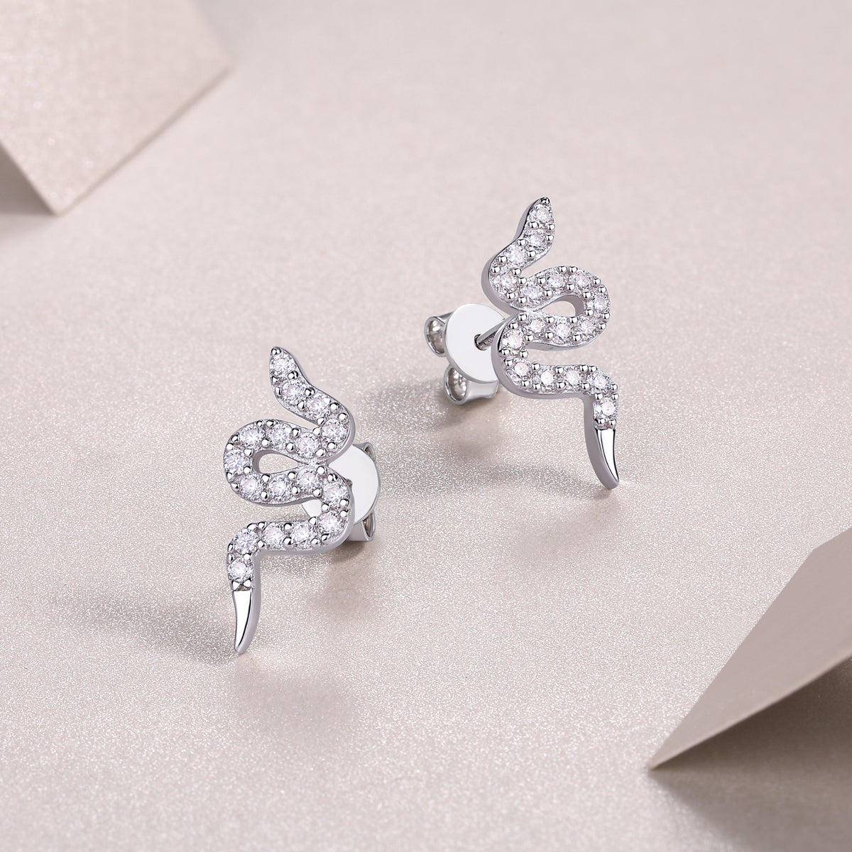 Silver Snake Entwined -  Silver Stud Earrings S925, Silver
