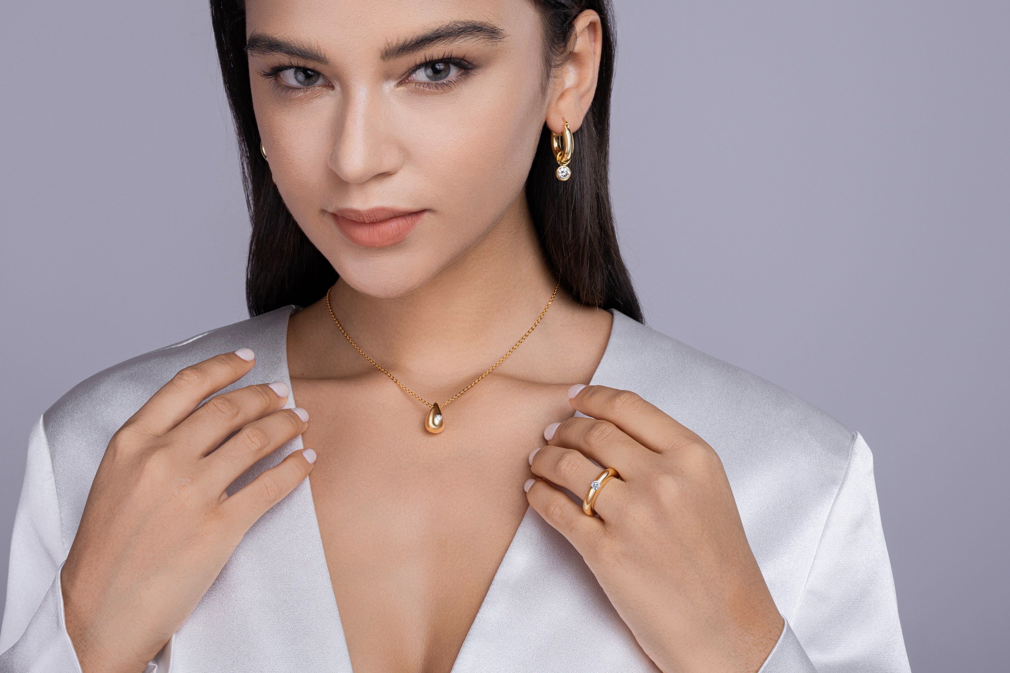 Light Luxury Jewelry Silver Ring Set