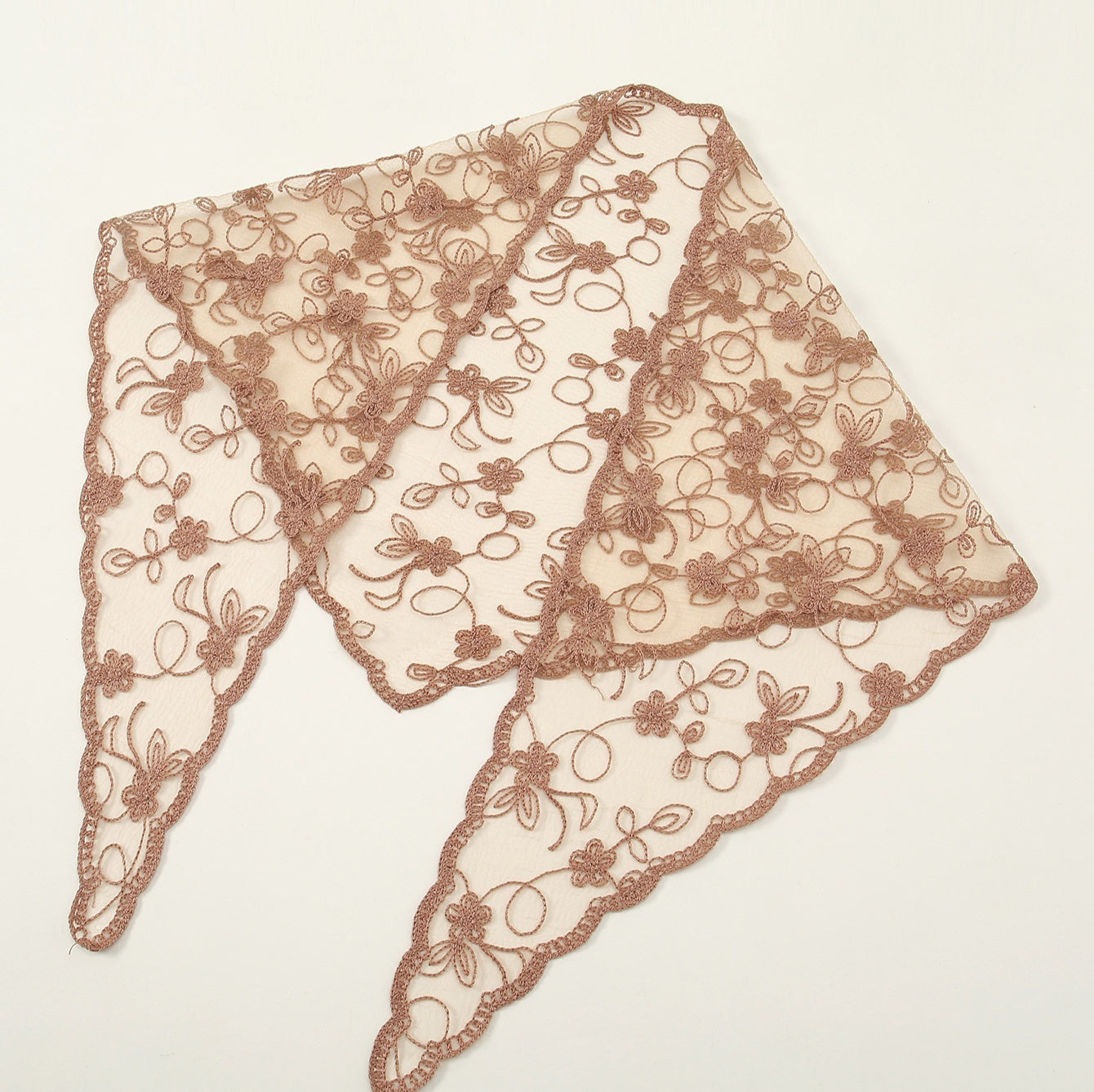 Bridal Floral Lace Triangular  Solid Color Veil
