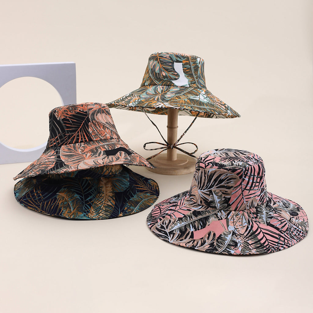 Printed Turtle-back Bamboo Wide-brimmed Hat