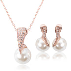 Bridal Pearl Necklace Earrings Jewelry Set