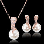 Bridal Pearl Necklace Earrings Jewelry Set