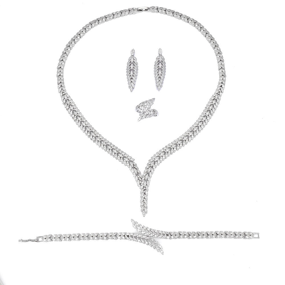 Zircon Jewelry Full Crystal Necklace And Earrings
