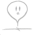 Zircon Jewelry Full Crystal Necklace And Earrings