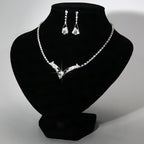 Korean  necklace, earring set, silver plated wedding