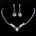 Korean  necklace, earring set, silver plated wedding