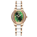 Oval Diamond Encrusted Waterproof Quartz Timepiece