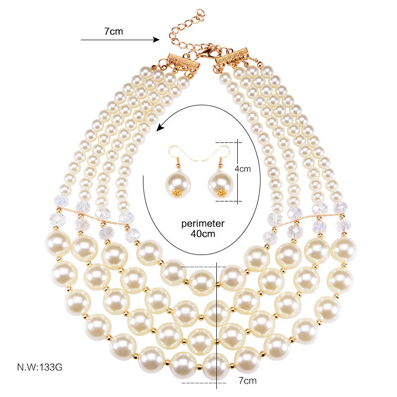 necklace crystal pearl Long Necklace Earrings