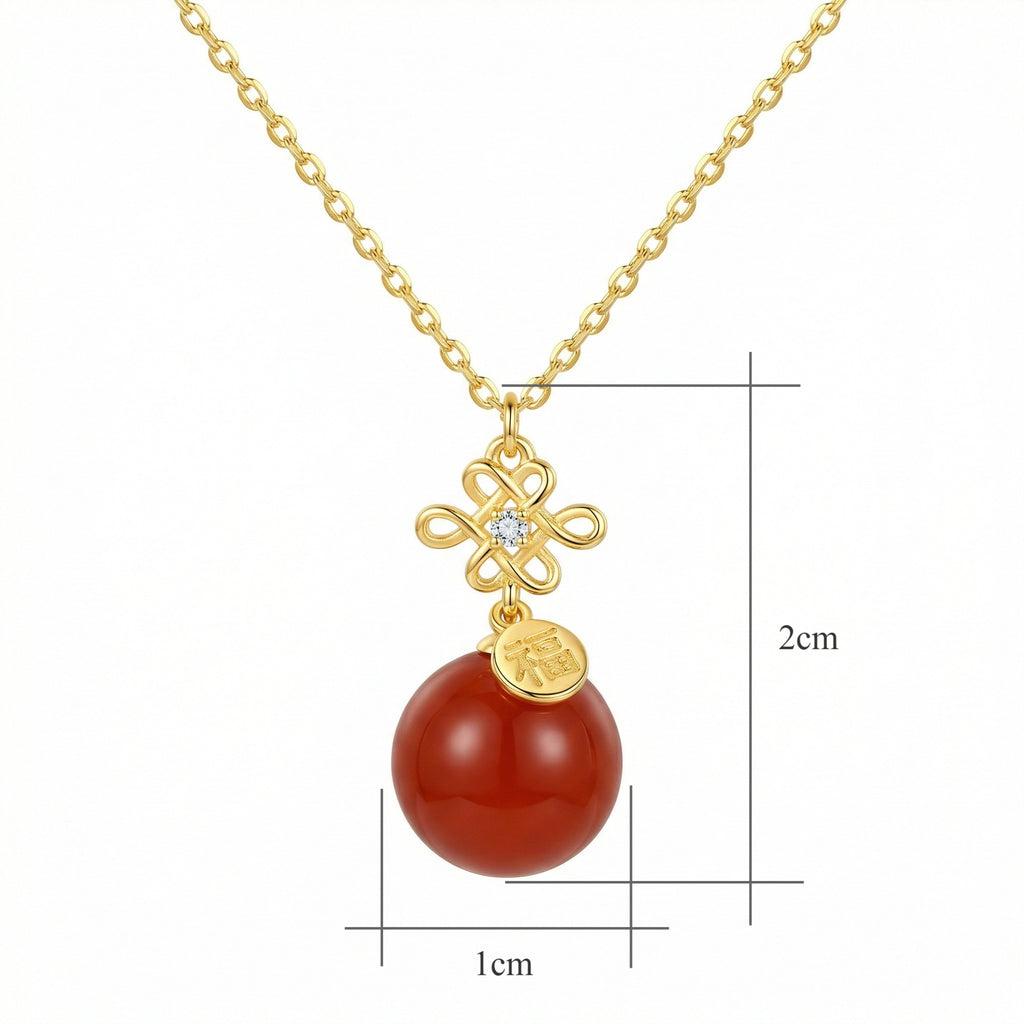925 Sterling Silver Chinese Knot Pendant Necklace