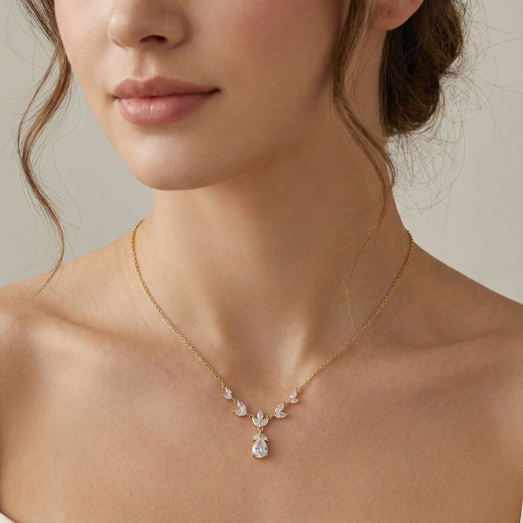 925 Sterling Silver  Marquise and Pear Cut Floral Teardrop